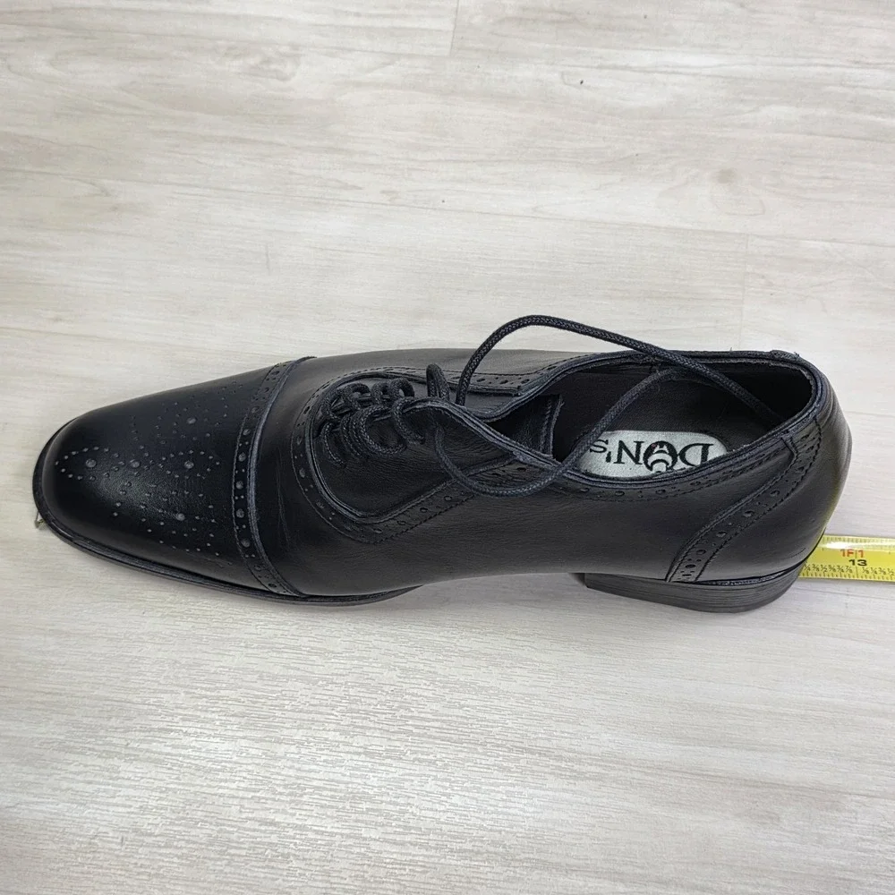 Dons Handmade Men's Elevator Shoes Cap Toe Black Leather Size 10 12